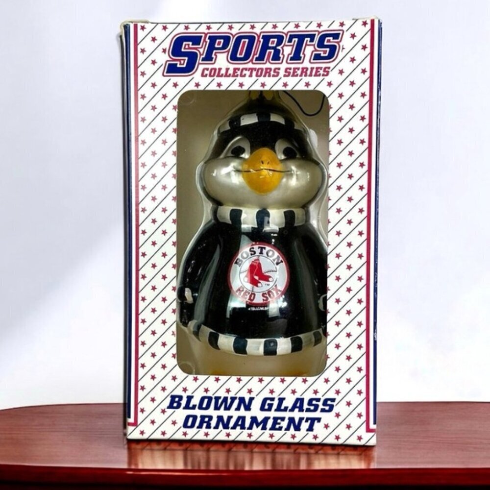 Boston Red Sox Topperscot Blown Glass MLB Penguin Sports Collector Ornament 5.5"